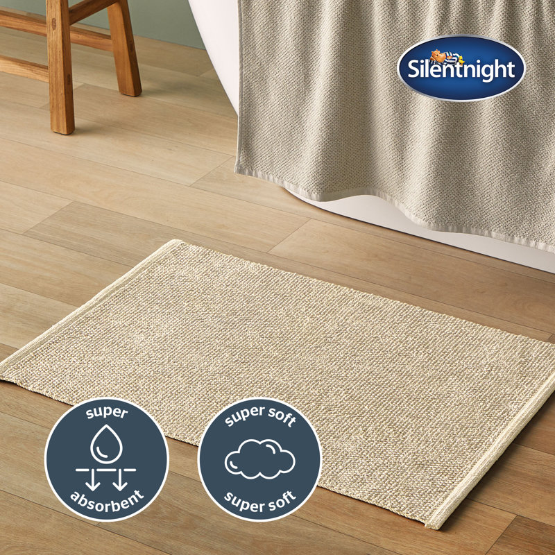 Silentnight Textured Knot Rectangle Bath Mat 100% Cotton BCI, Cream