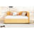 Yellow Linen Daybed With Trundle, Robust Construction, No Box Spring Needed For A Practical Bedroom Setup Convertible Trundle Function, Spring, Strong Wood Frame Multifunctional Spaces-721337241
