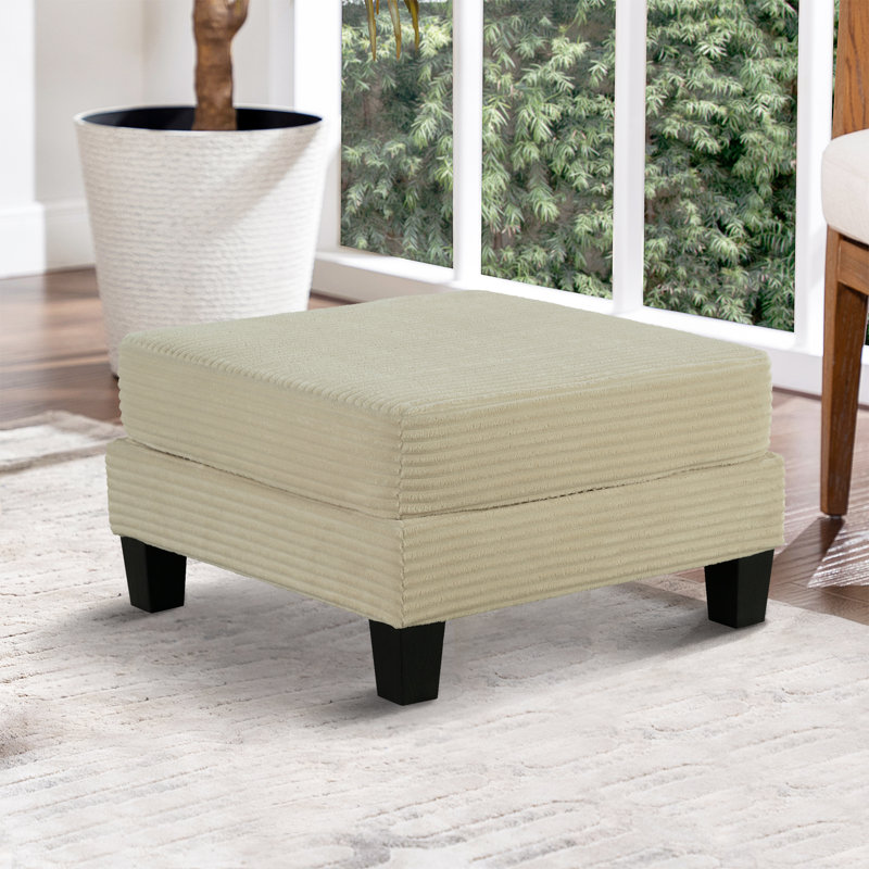 Repose-pieds carré avec rangement 31 po, Velours côtelé beige