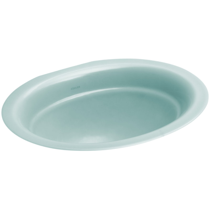 Serif Metal Oval Undermount Bathroom Sink, Vapour Green