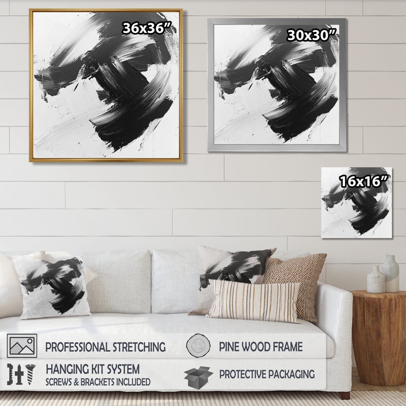 Ocegueda monochromatique dérive des ombres dans le noir - art mural moderne transitionnel abstrait, H 30 po x l 30 po