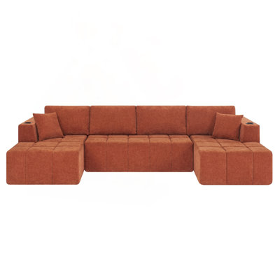 Canapé modulaire en U en chenille avec nuage et porte-gobelets