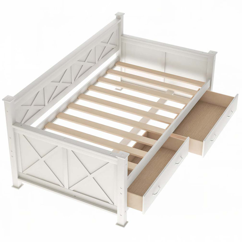 Daybed with 2 Large Drawers, White
