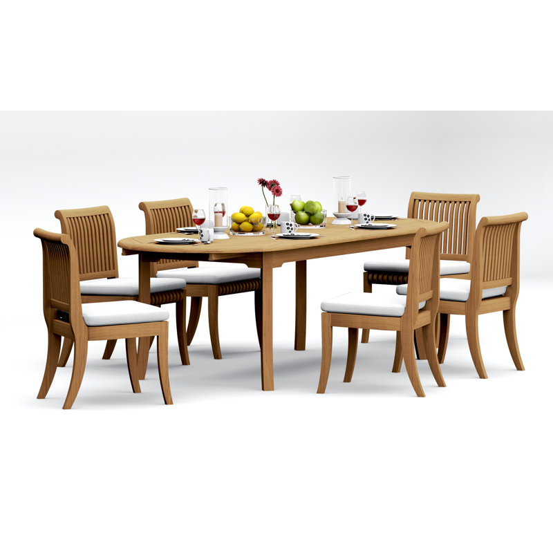 11 Pcs Grade-A Teak Wood Dining Set: 94" Double Extension Oval Table And 10 Giva Armless Chairs #11GV2200, 6