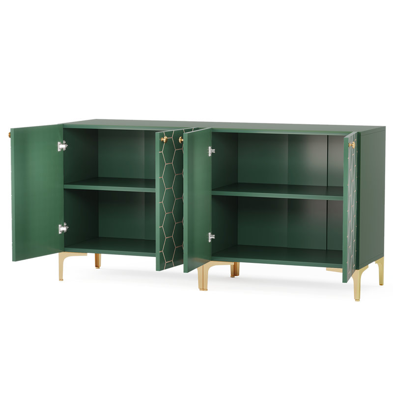 31.5'' Wide 2-Door Buffets and Sideboards Cabinet Set with Hexagonal Pattern
