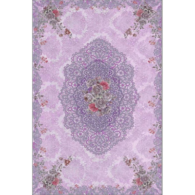 Tapis floral rose / gris Socorro