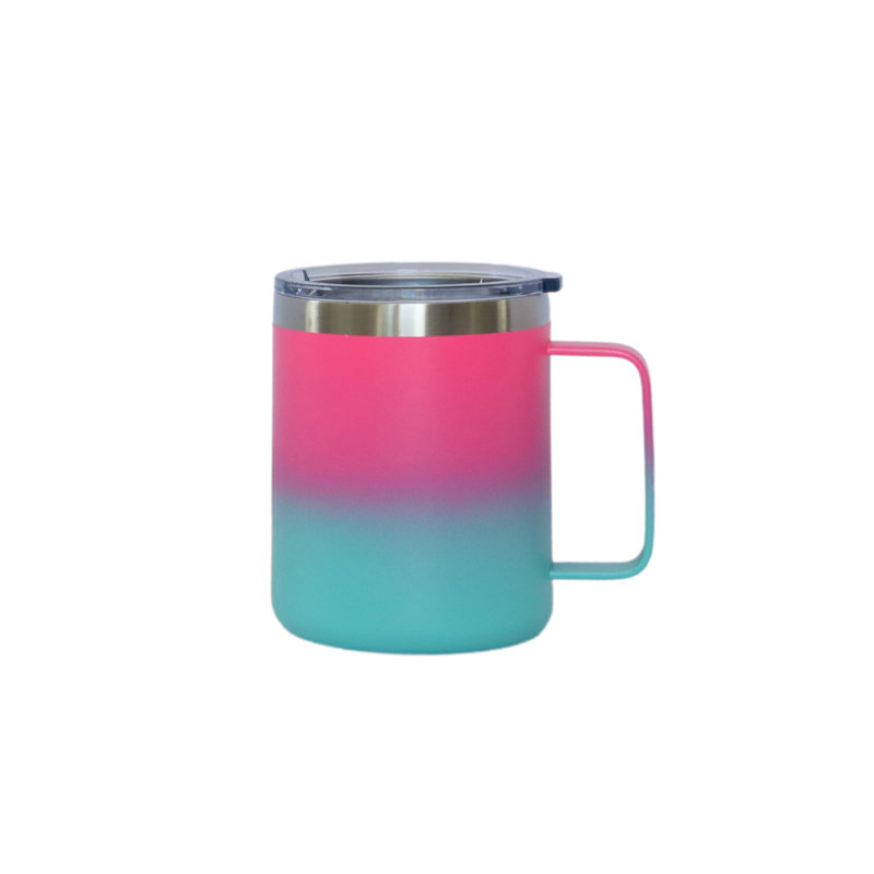 Tasse de voyage en acier inoxydable 12 oz avec poignée - bleu, Rose/Bleu