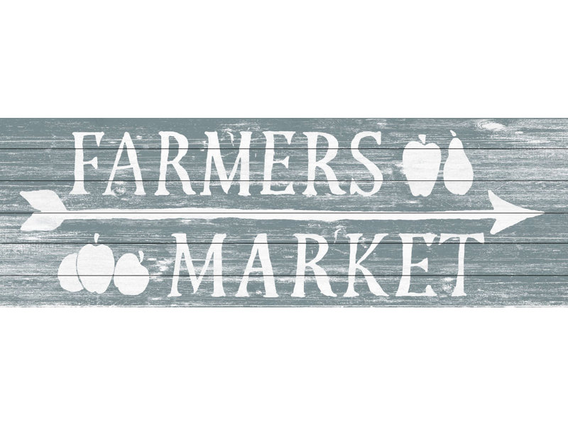Marché fermier ouvert-sans cadre, impression d’art textuel sur bois, H 15 po x l 45 po x P 1,5 po