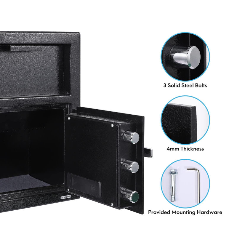 Black Steel Digital Depository Safe with Electronic Keypad