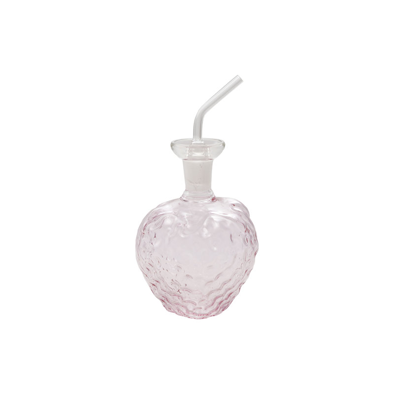 Huilier en verre 12 onces en forme de fraise avec bouchon, rose