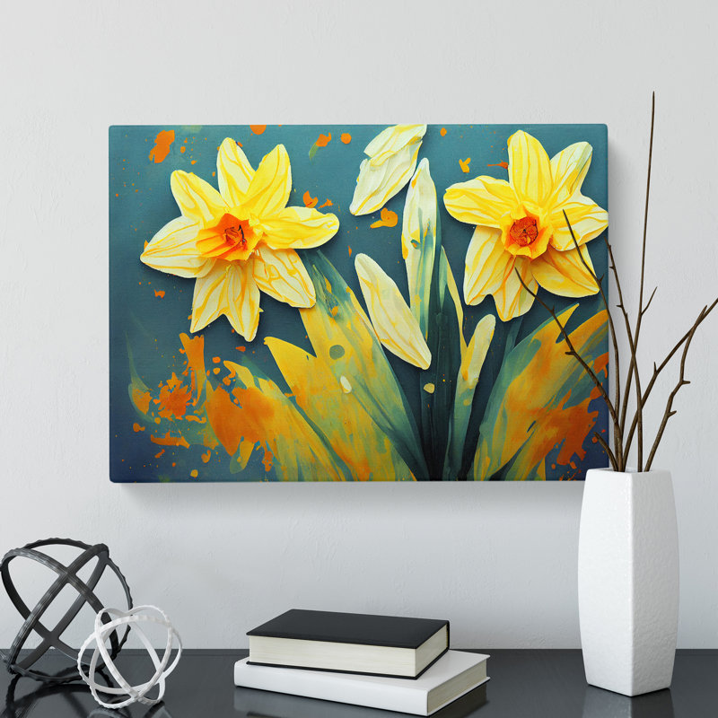 Daffodil Flower Splash Vol.1 Abstract - Wrapped Canvas, 35cm H x 50cm W x 3cm D