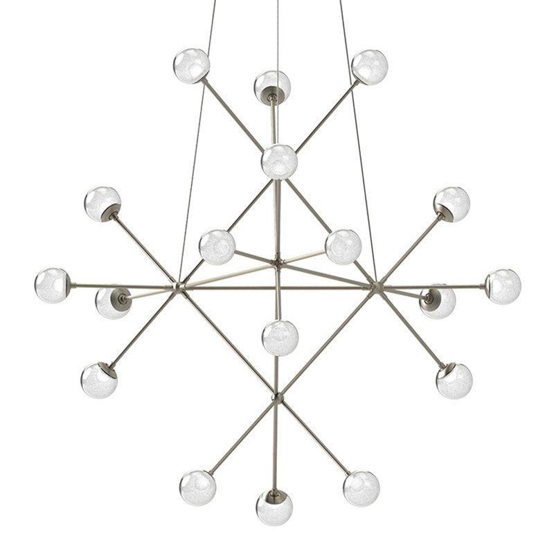 Proton 18 - Light LED Chandelier, White Crushed , Satin Nickel