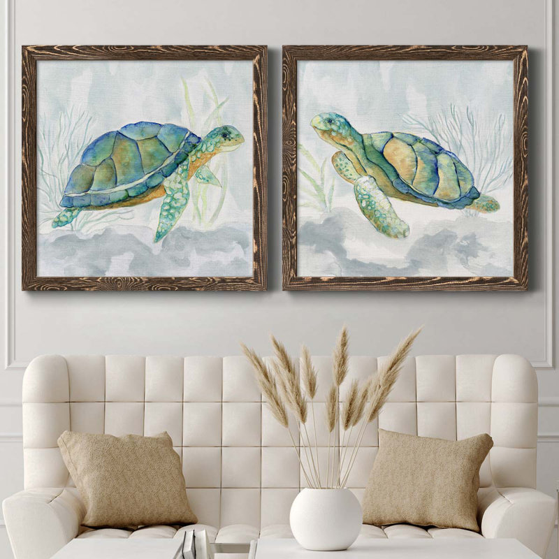 Ensemble de peinture sur toile 2 pièces, H 31,5 po x l 63 po x P 1,5 po, Cadre noyer