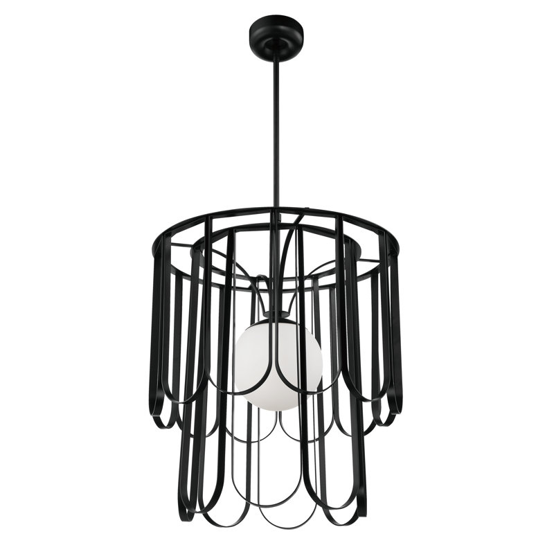 Hialmar 1 - Light Unique/Statement Pendant, 74.67" H x 25" W x 25" D, Black
