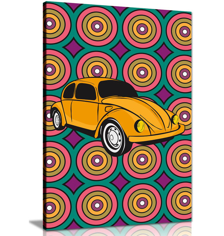 VW Beetle - Wrapped Canvas Print, 31cm H x 20cm W
