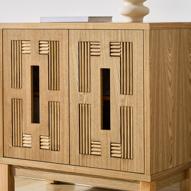 Buffet 31,5 po Mid Century Modern, Natural Wood