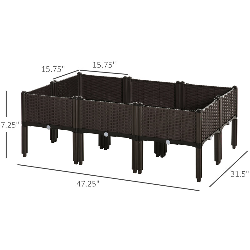 Ensemble de 6 jardinières - boîtes à fleurs surélevées pour plantes d'extérieur légères et pratiques L 15,74 po x l 17,62 po H