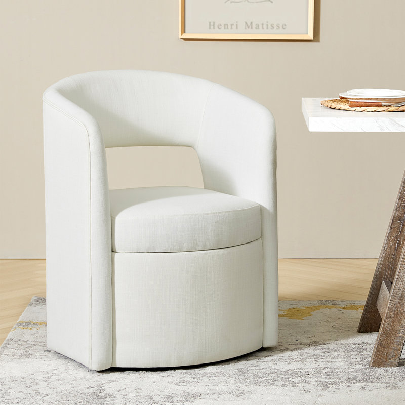 Aadhira 25.5"W Modern Movable Dining Chair With Storage, White