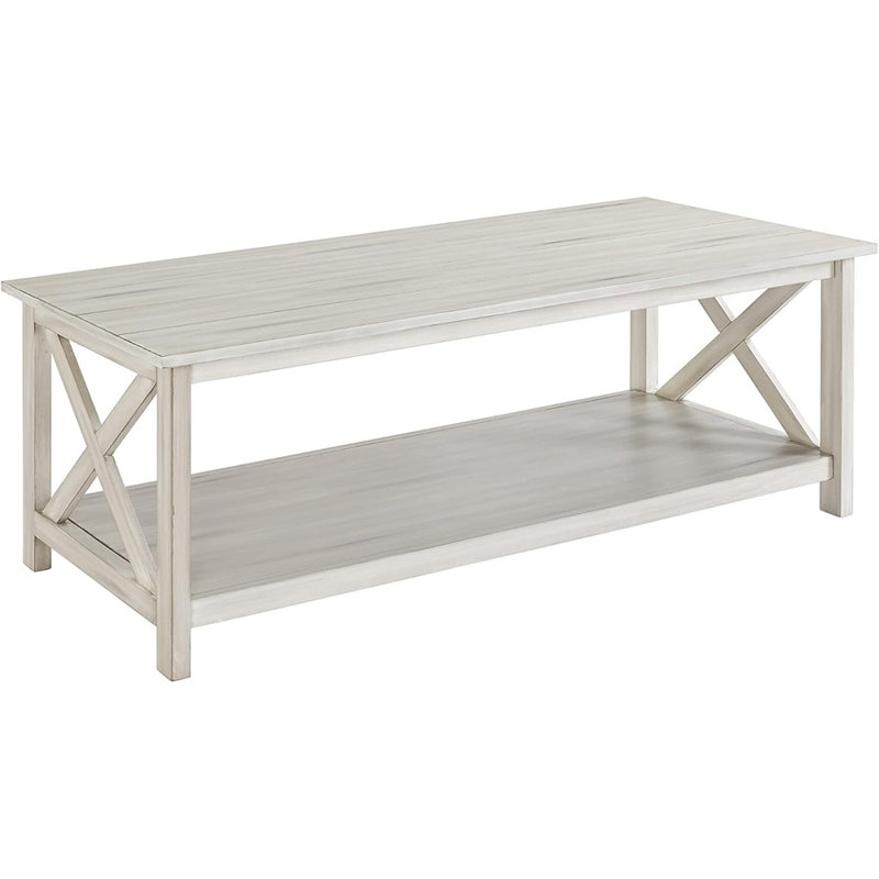 Table basse blanche antique - style campagnard rustique, taille et design polyvalents