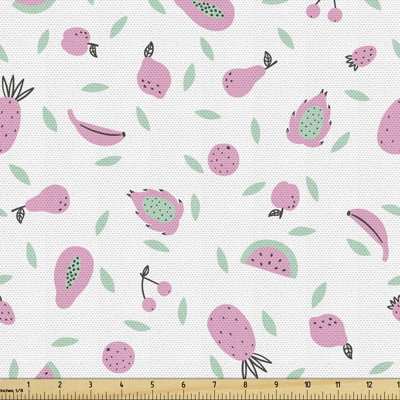 Parthena Motifs of Tropical Pineapples Cherries Pears Strawberries Fabric