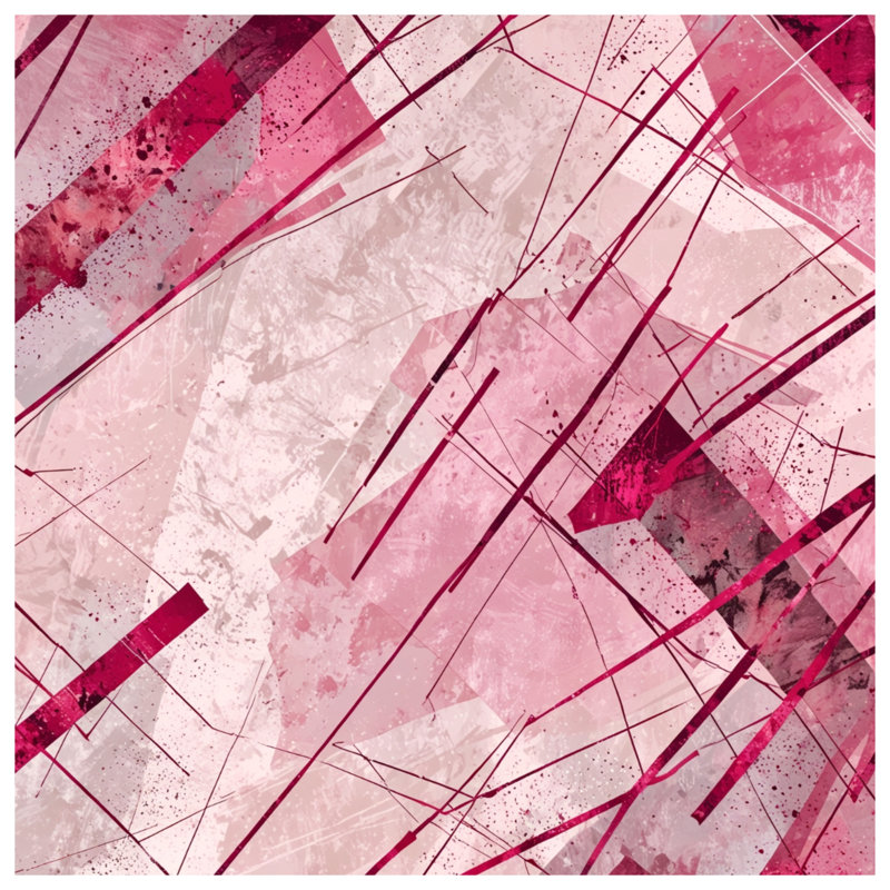 Tapisserie murale lignes abstraites roses, H 104 po x 88 avec 4 œillets
