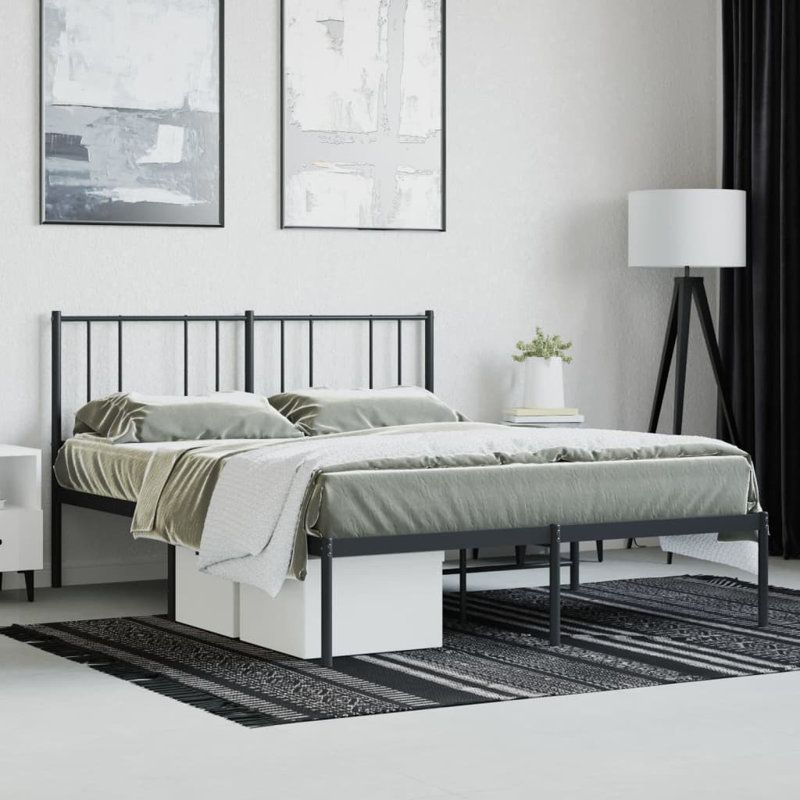 Lokesh Metal Bed, Black, 140 x 190cm