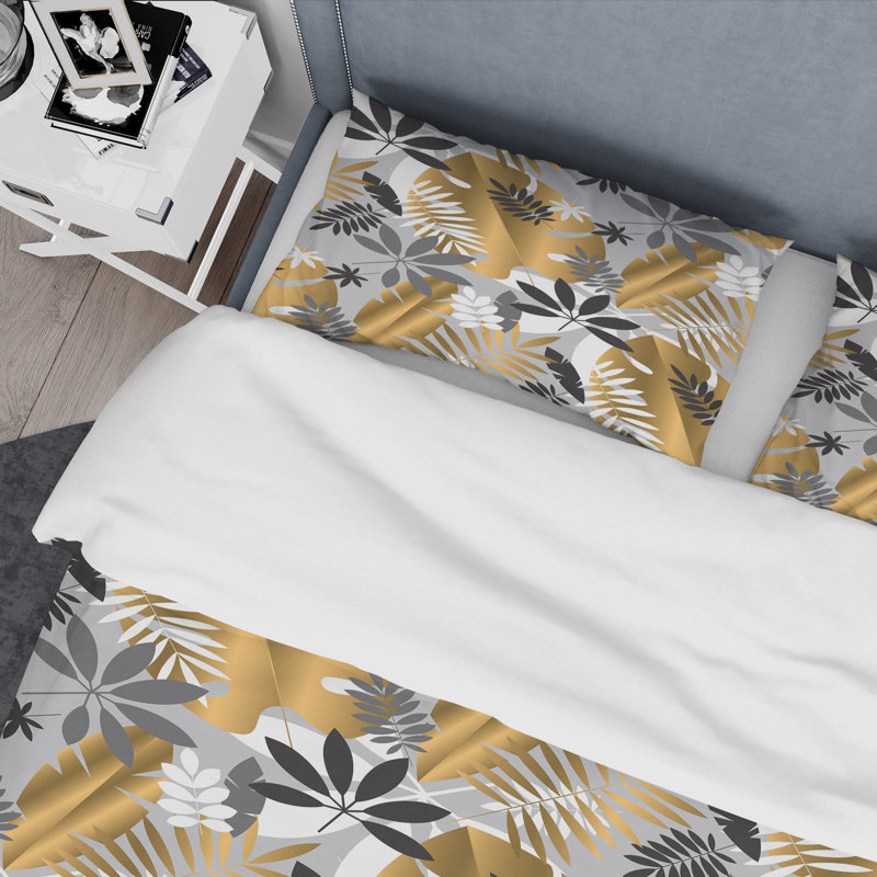  Ensemble de housse de couette Luxury Jungle Foliage Mid-Century, Housse simple + 1 taie décorative