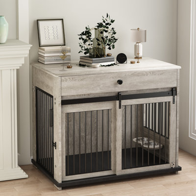 Archie & Oscar Dog Crate Furniture with Wheels, Feeding Bowls