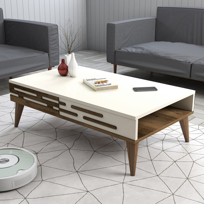 Glorias Coffee Table, Cream/Walnut