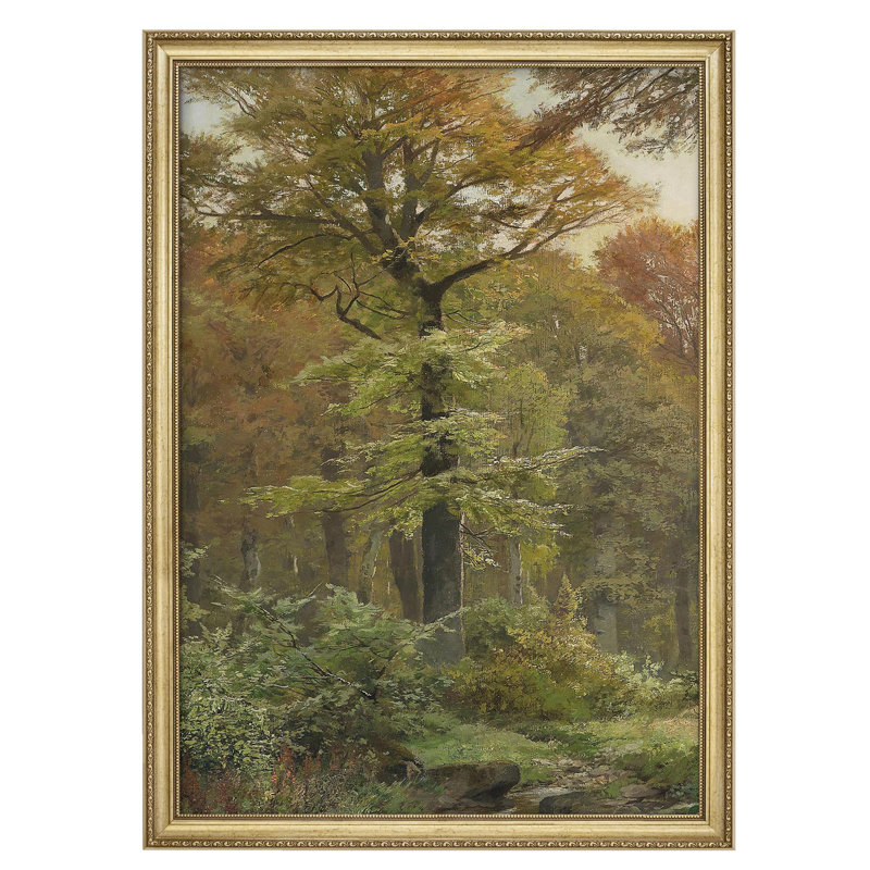 "Arbre majestueux dans une forêt verdoyante verdoyante et grande forêt encadrée or", Non