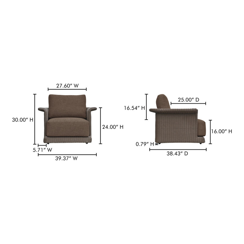 Meredith Outdoor Lounge Chair, Brown, Brown