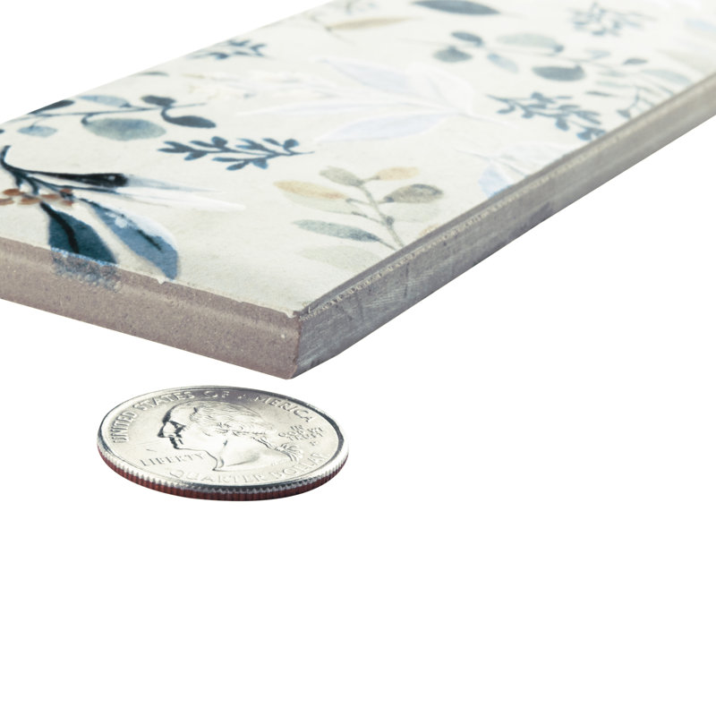 Carrelage mural en porcelaine à motif floral 2-3 / 8 "x 9-3 / 4" Garden