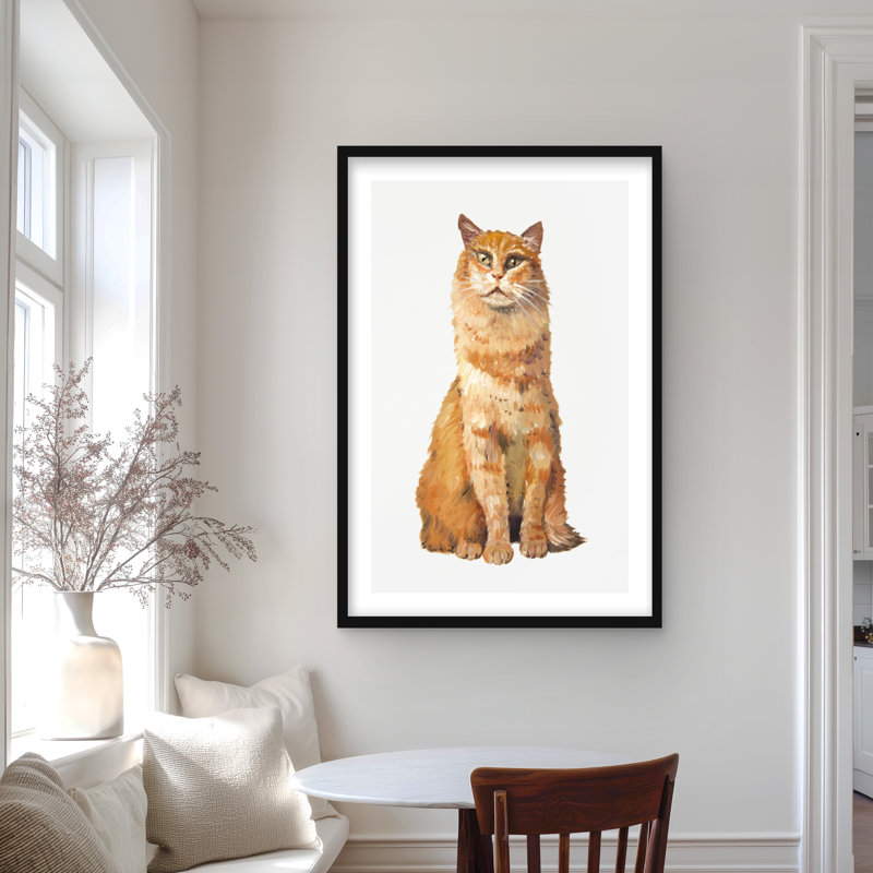 Ginger Cat - reproduction illustrée d'animaux mats pour la décoration, Noir