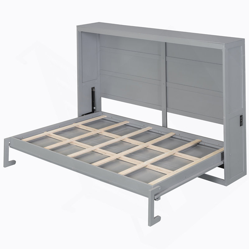 Full Size Murphy Bed Wall Bed,Gray, Gray, Full