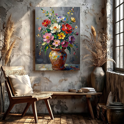 Reproduction d'art à l'huile sur toile, peinture à fleurs colorée pour salon, chambre à coucher, couloir, entrée et galerie