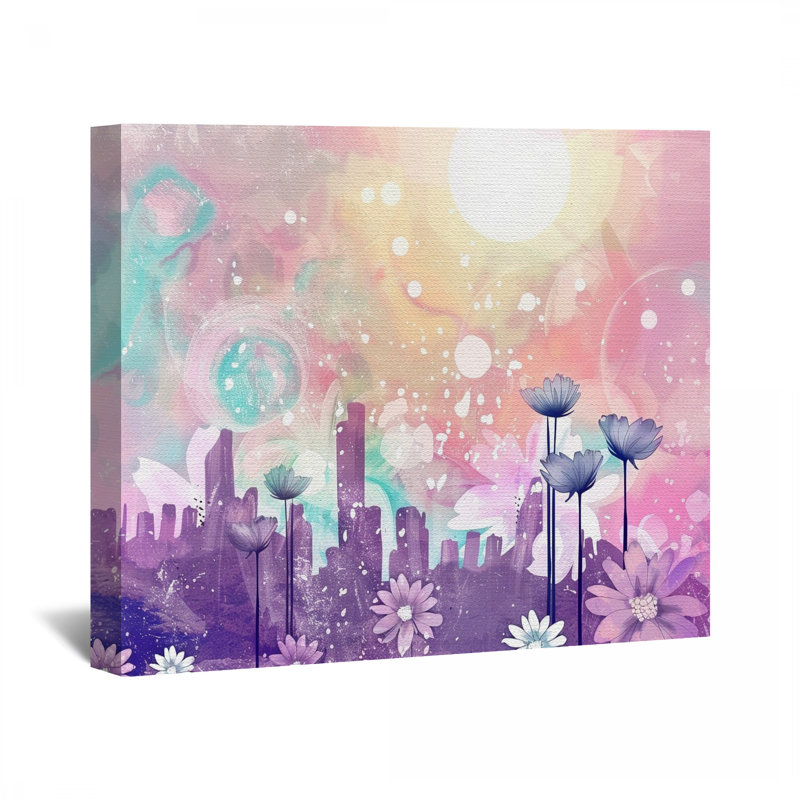 Fleurs sur toile tendue - décoration murale florale, H 32 po x l 32 po