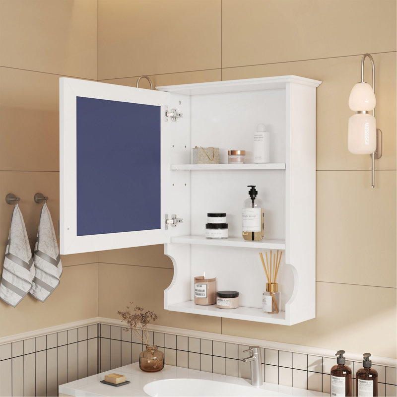 Armoire de rangement de salle de bain murale 20 "avec miroir, rangement mural avec porte, armoire à pharmacie murale à miroir