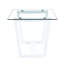 Élégante table en verre trempé avec base blanche robuste, pouvant accueillir de 6 à 8 personnes et une table de salle à manger
