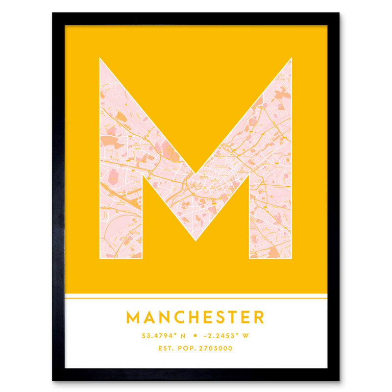 Manchester England United Kingdom City Map - Single Picture Frame Typography