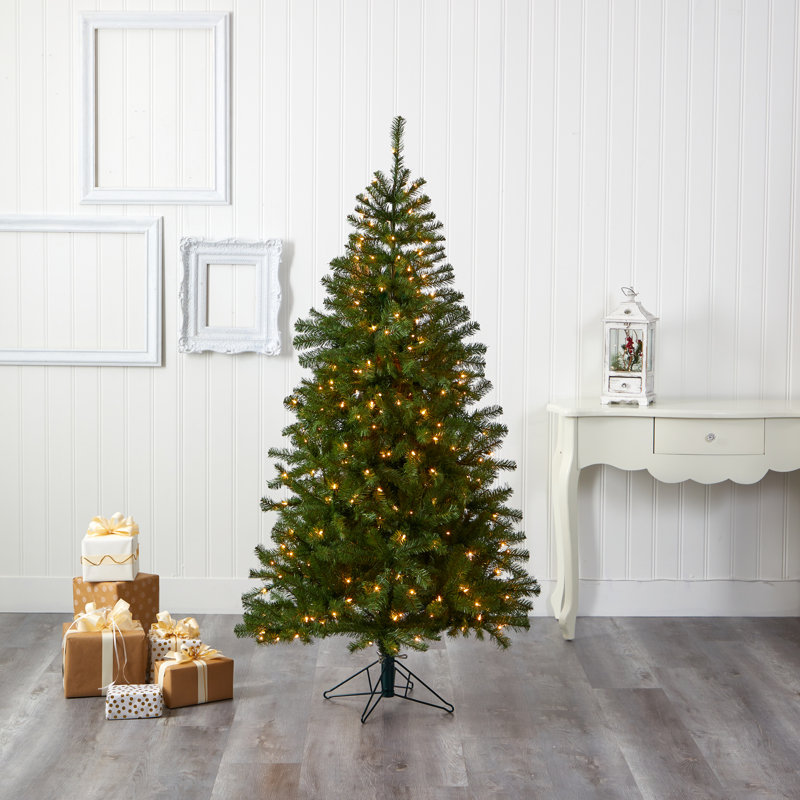 Lighted Artificial Pine Christmas Tree, 6' H