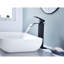 Robinet de lavabo pour salle de bain à poignée simple Waterfall Spout, noir mat, acier inoxydable avec bonde escamotable sans trop-plein