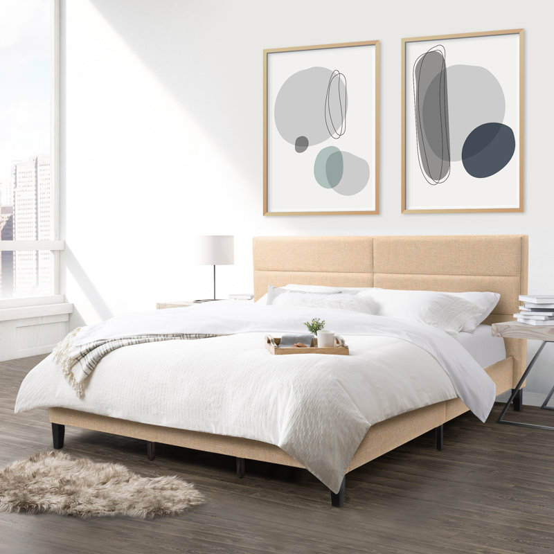 Upholstered Platform Bed, Cream, King