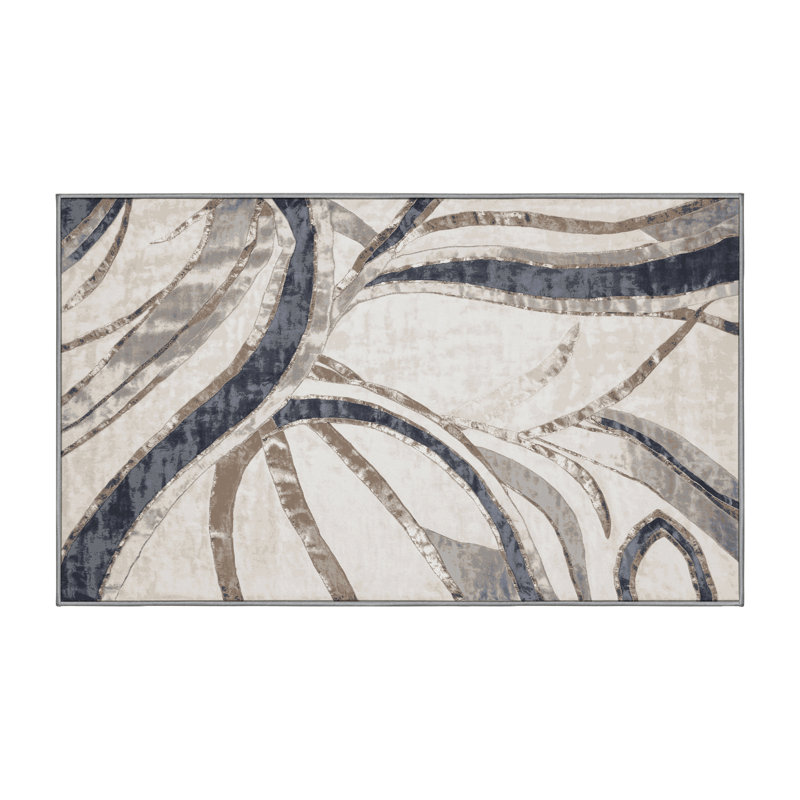 Tapis gris lavable à la machine, Rectangle 2 pi x 3 pi