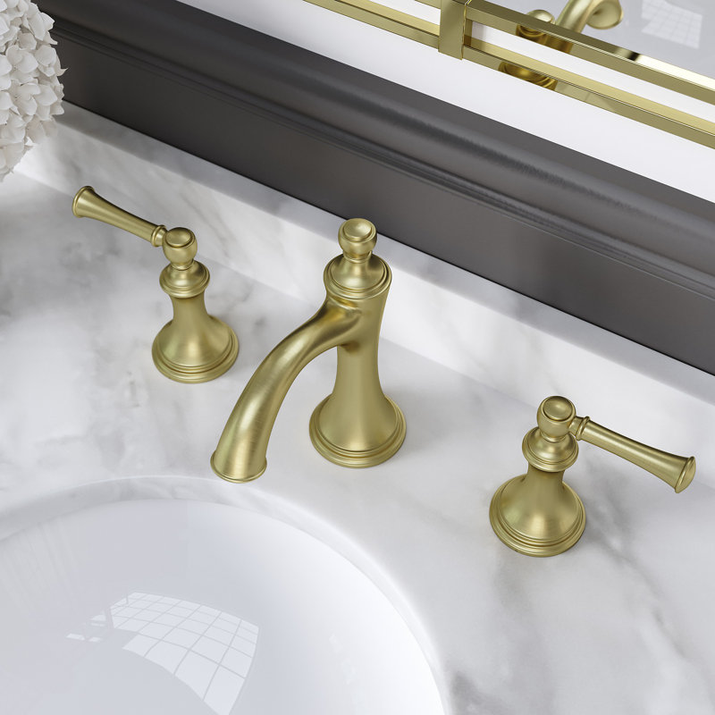 Tisbury Widespread Bathroom Faucet with Drain Assembly, Brushed Gold