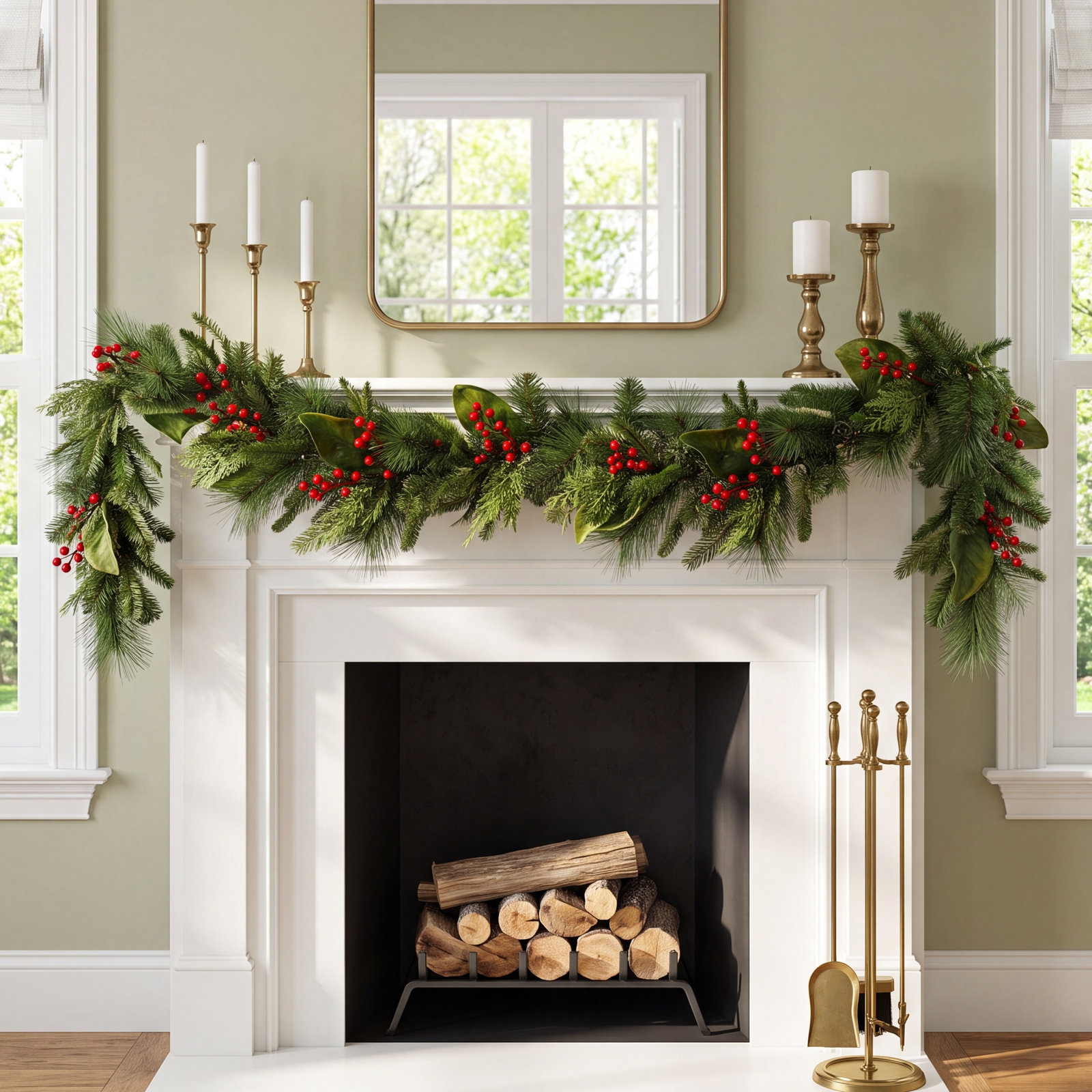 48" Magnolia Berry Christmas Garland