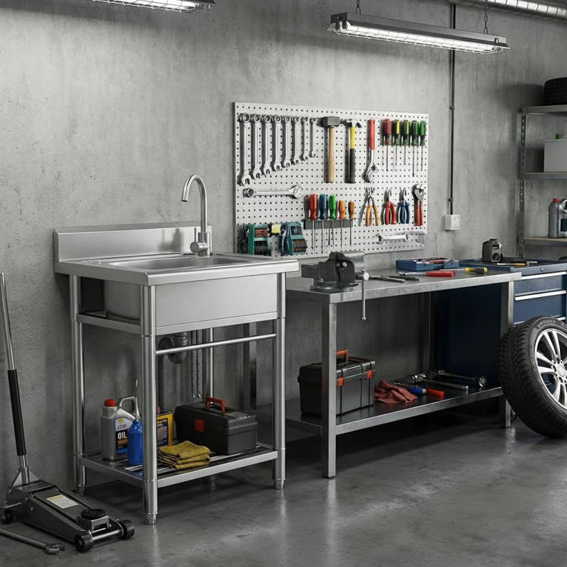Évier utilitaire 24 po en acier inoxydable, lavabos autoportants pour la salle de lavage, garage, soins pour animaux de compagnie