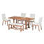 Ensemble de salle à manger extensible robuste de 6 pièces avec piètement à tréteaux, chaises rembourrées et banc pour une utilisation polyvalente à domicile-133630577