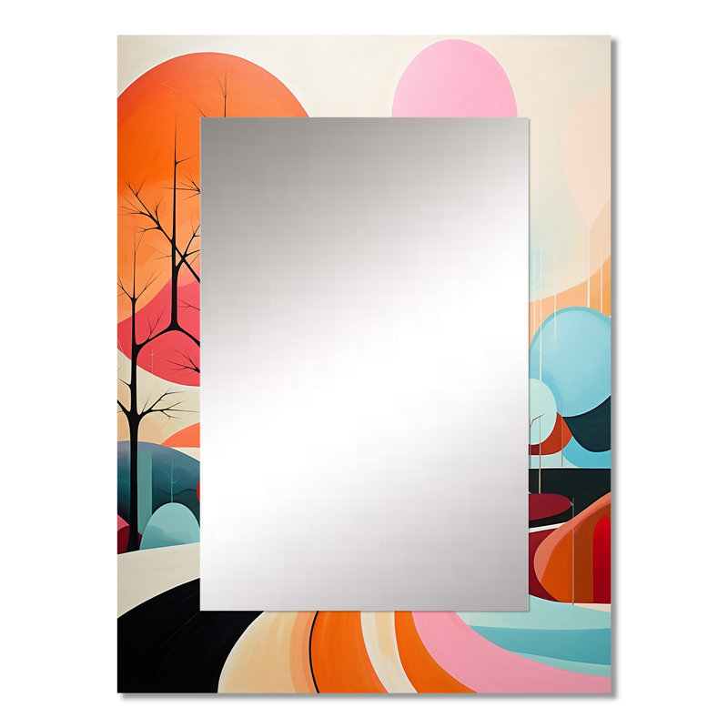 Colourful Mid Century Abstract Landscapes - Mid-Century Wall Mirror, 32" x 24"