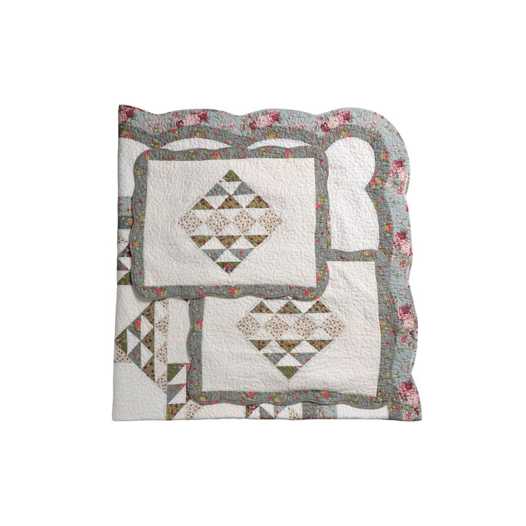 Birch Lane™ Berna Beige/Gray/Green Standard 3 Wayfair Quilt Set Cotton | Piece