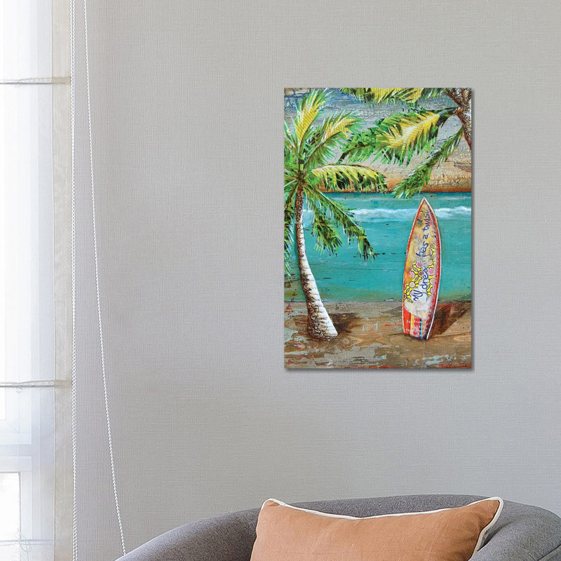 «Surfs Up» par Danny Phillips - impression d'art graphique, Pas de tapis, H 26 po x l 18 po x 1,5 po, Toile tendue